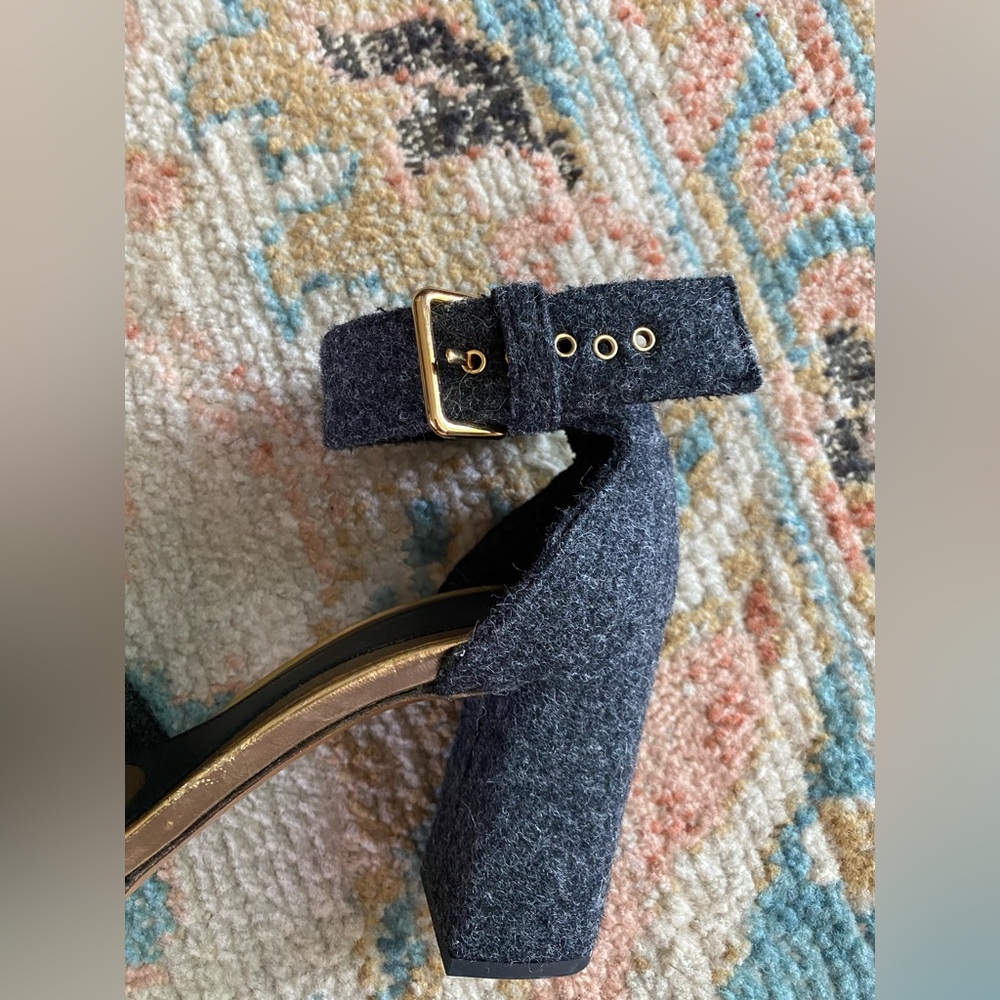 Marni Felt Wool Dark Grey Block Heel Sandals Size 37 - Picture 9 of 15